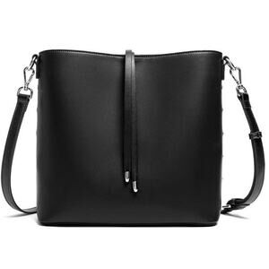 Westbronco Women's Hobo Crossbody Bag Vegan Leather Bucket Tote Black